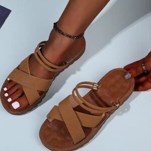 SHEIN Tan Strappy Women's Sandals